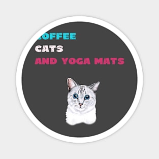 Coffee cats and yoga mats funny yoga and cat drawing Magnet